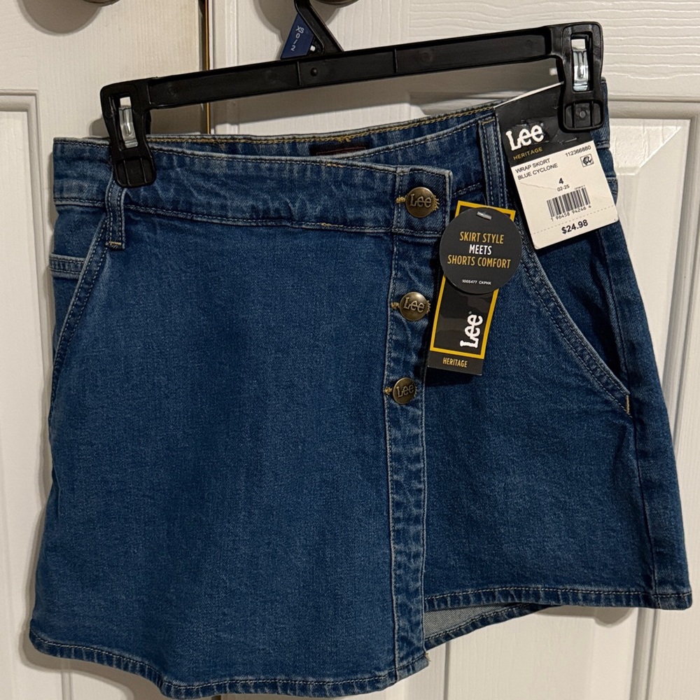 Lee Blue Denim Skort with Button Accents